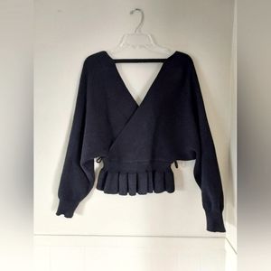 Modern Contemporary Cropped Black Knit Sweater